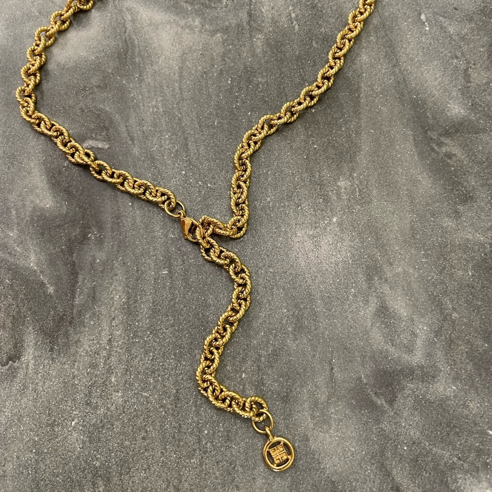 Vintage Givenchy Gold Lariat Adjustable  Gold Chain Necklace - Picture 8 of 12